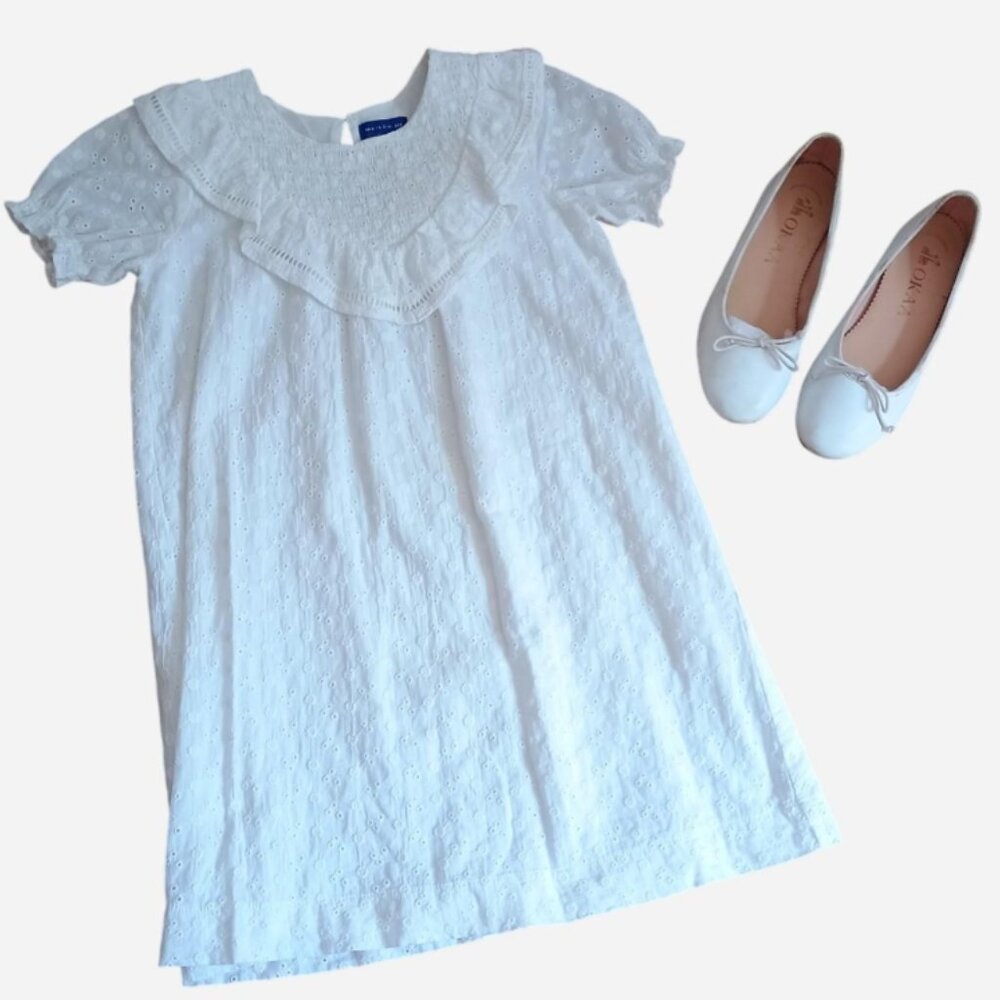 Maisonette White eyelet girls dress/tunic size 10Y